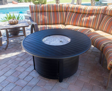 Round Slatted Extruded Aluminum Fire Pit in Black