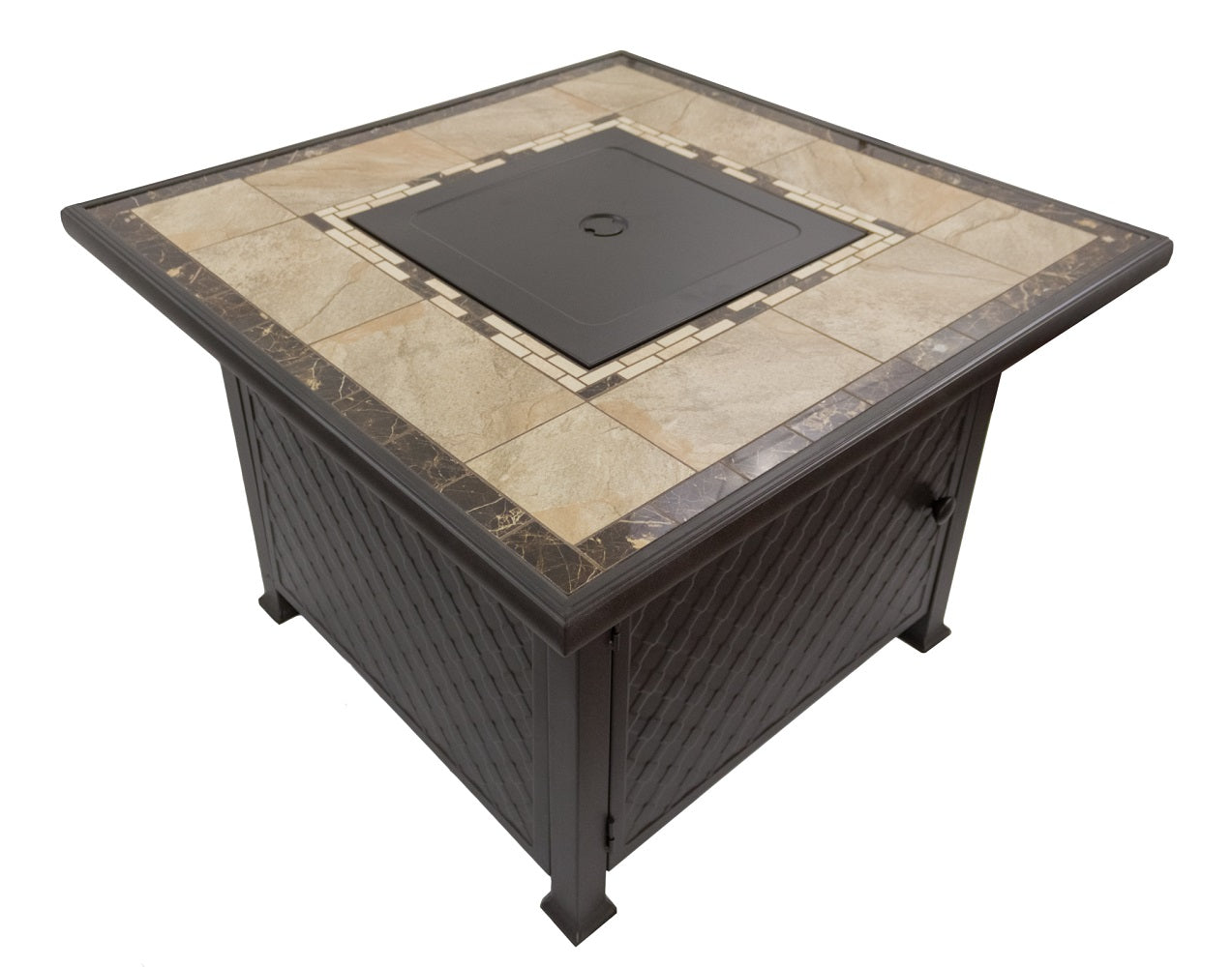 Square Marble Tile Top Fire Pit