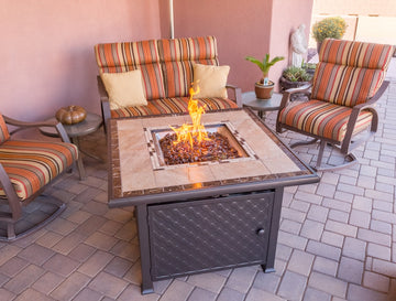 Square Marble Tile Top Fire Pit