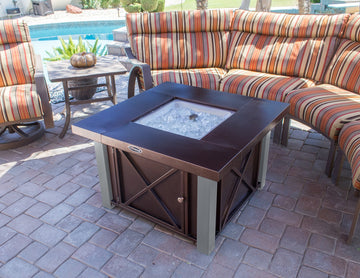 Decorative Hammered Bronze Fire Pit With Stainless Steel Accents