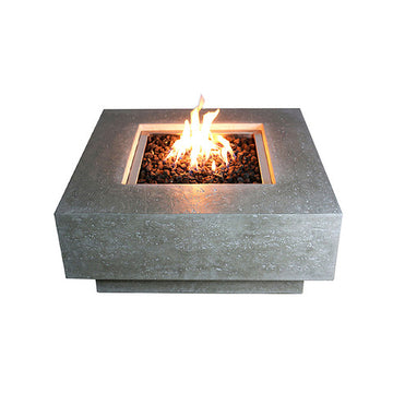 Manhattan Concrete Square Firepit Table - Light Gray