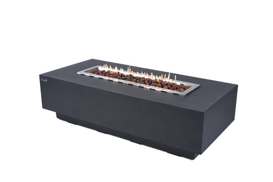 Granville Modern Smooth Concrete Rectangle Fire Pit Table - Dark Gray