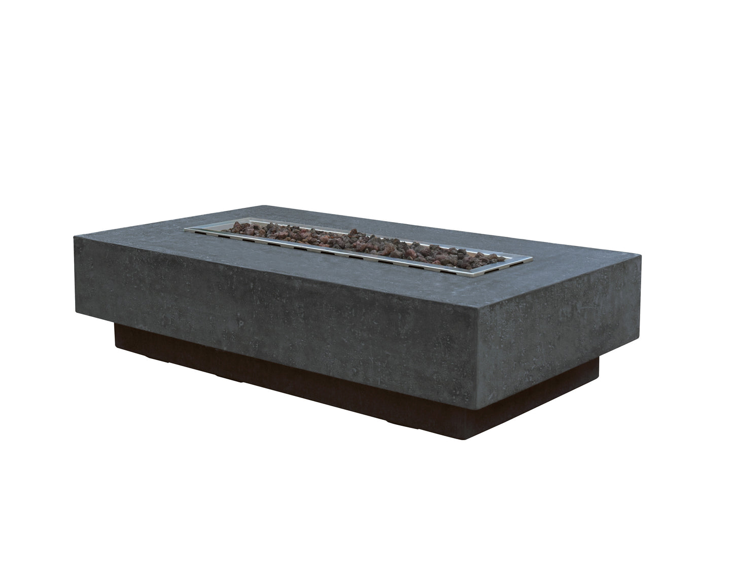 Hampton Natural Limestone Concrete Rectangular Fire Pit Table - Dark Gray
