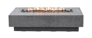 Hampton Natural Limestone Concrete Rectangular Fire Pit Table - Light Gray