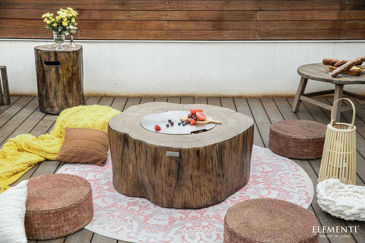 Manchester Natural Wood Concrete Fire Pit Table