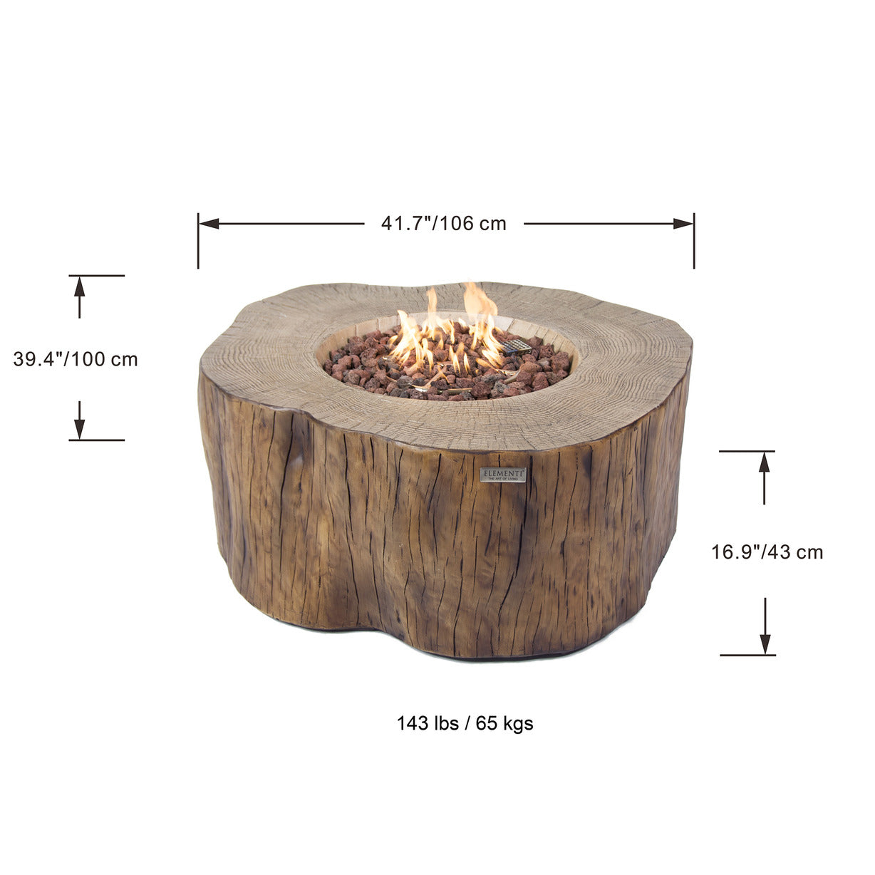 Manchester Natural Wood Concrete Fire Pit Table