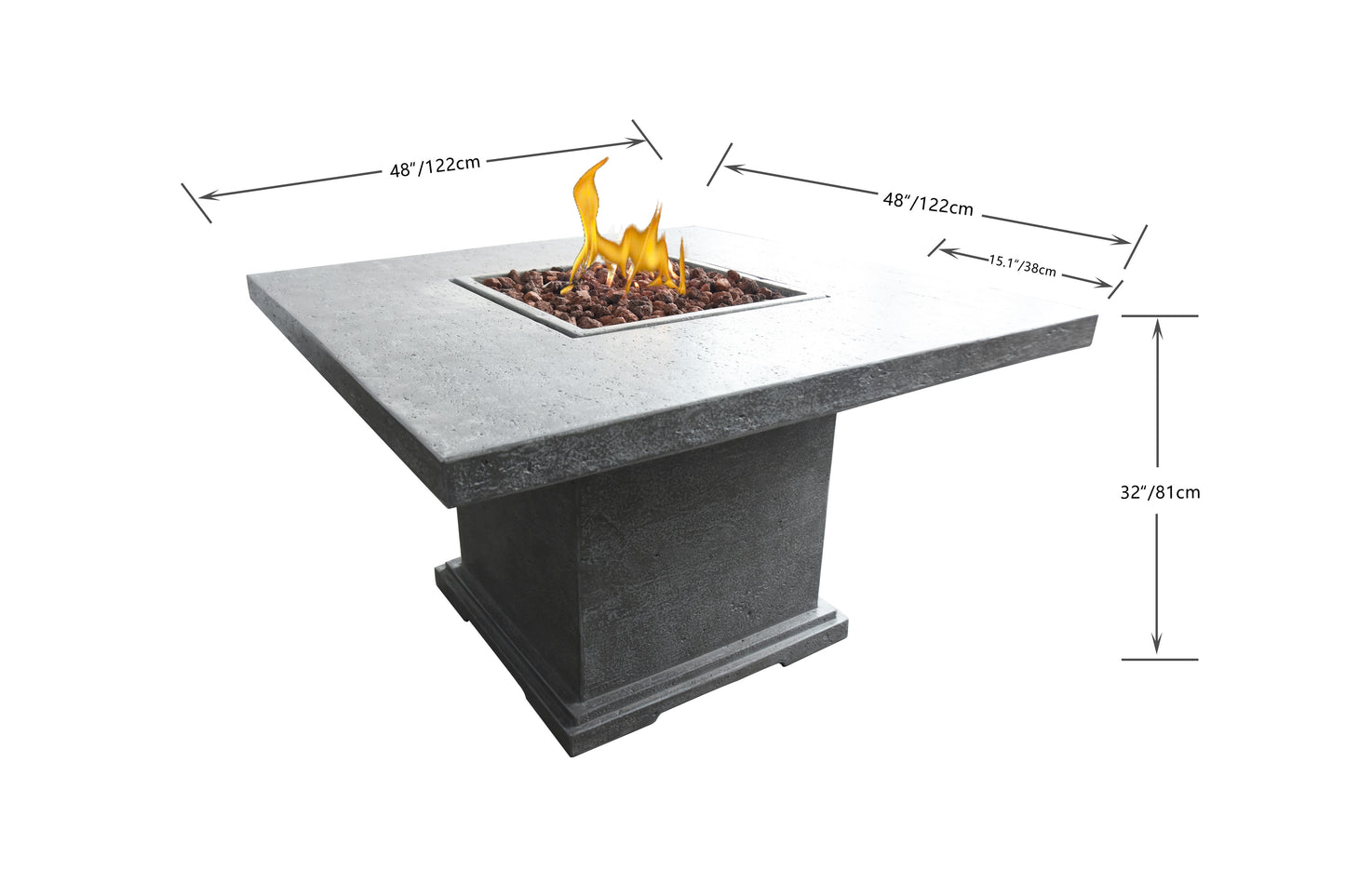 Birmingham 4 seater Dining Table Natural Limestone Concrete Fire Pit