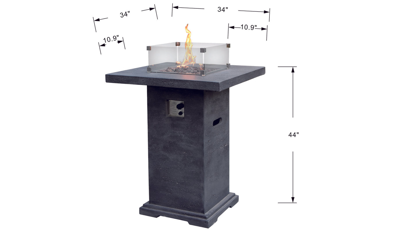 Montreal Bar Height Concrete Propane Fire Pit Table - Dark Gray