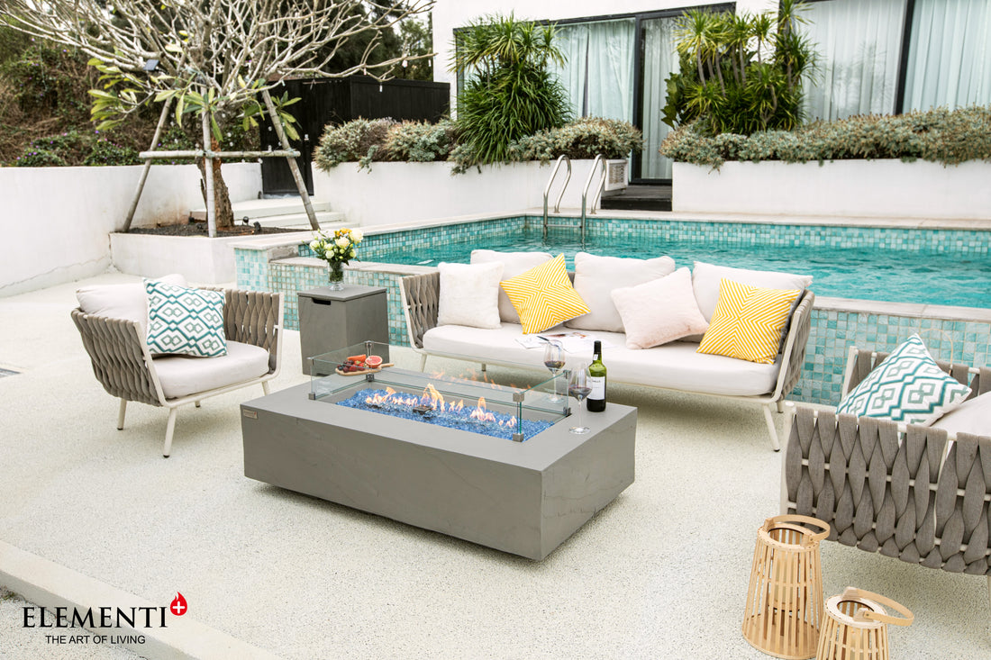 Meteora Natural Sandstone Concrete Rectangle Fire Pit Table