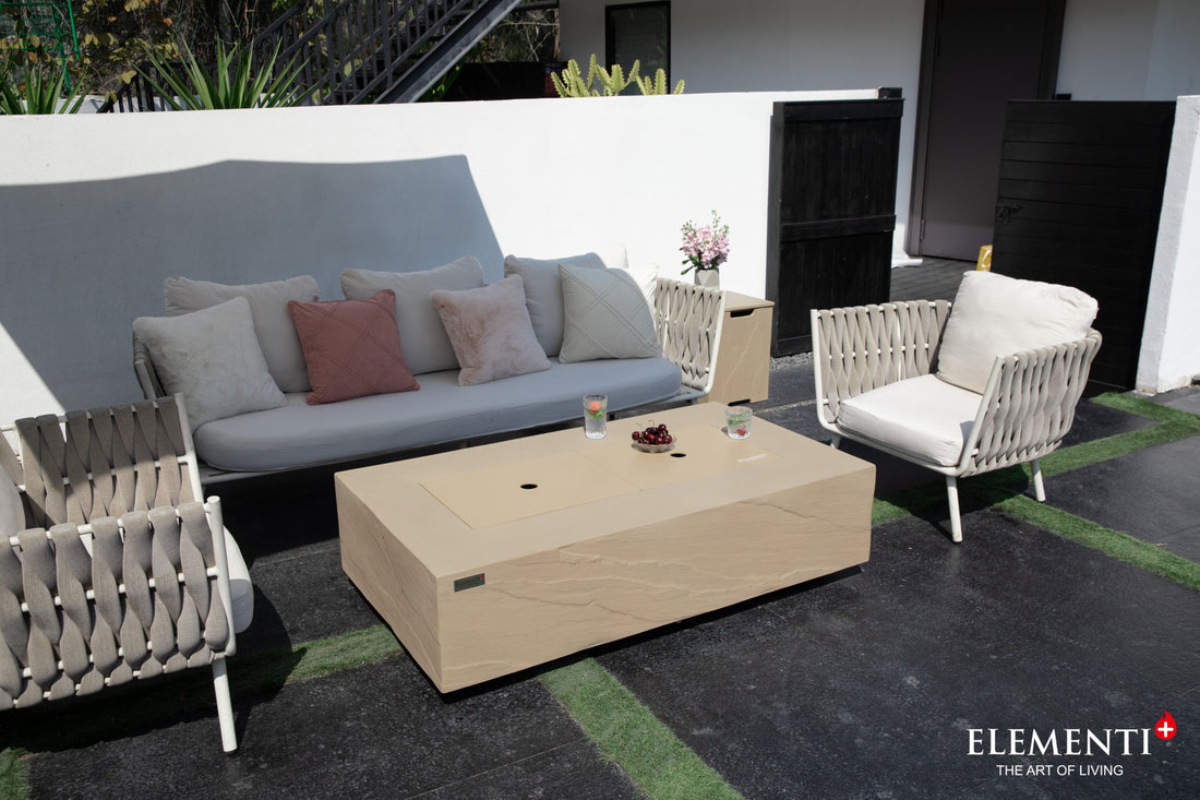 Colorado Natural Sandstone Concrete Rectangle Fire Pit Table