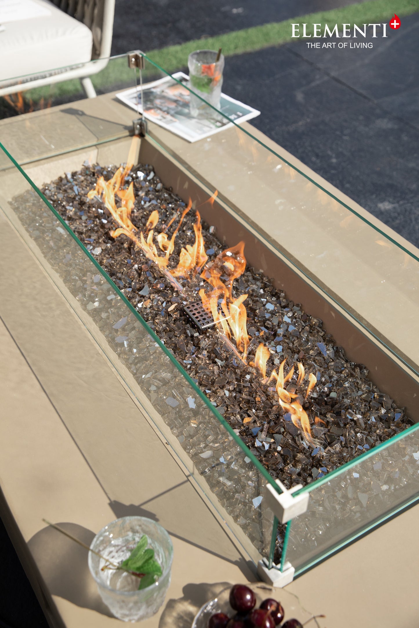 Colorado Natural Sandstone Concrete Rectangle Fire Pit Table