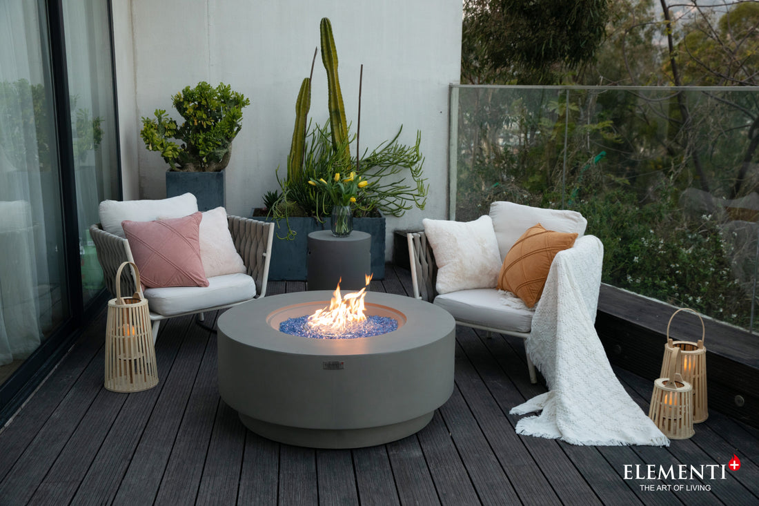 Colosseo Modern Smooth Concrete Round Fire Pit Table