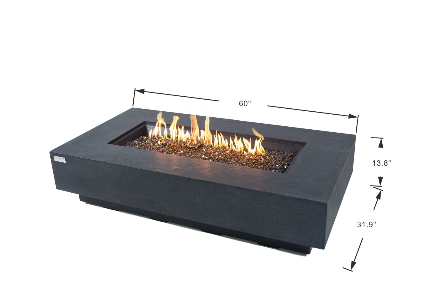 Positano Natural Limestone Concrete Rectangle Fire Pit Table