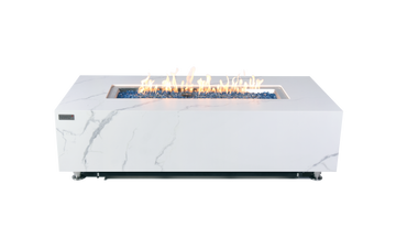 Carrara Modern Marble Porcelain Rectangle Fire Pit Table