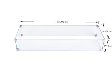 Gas Fire Pit Wind Screen Rectangle 44.3" x 14" x 7"