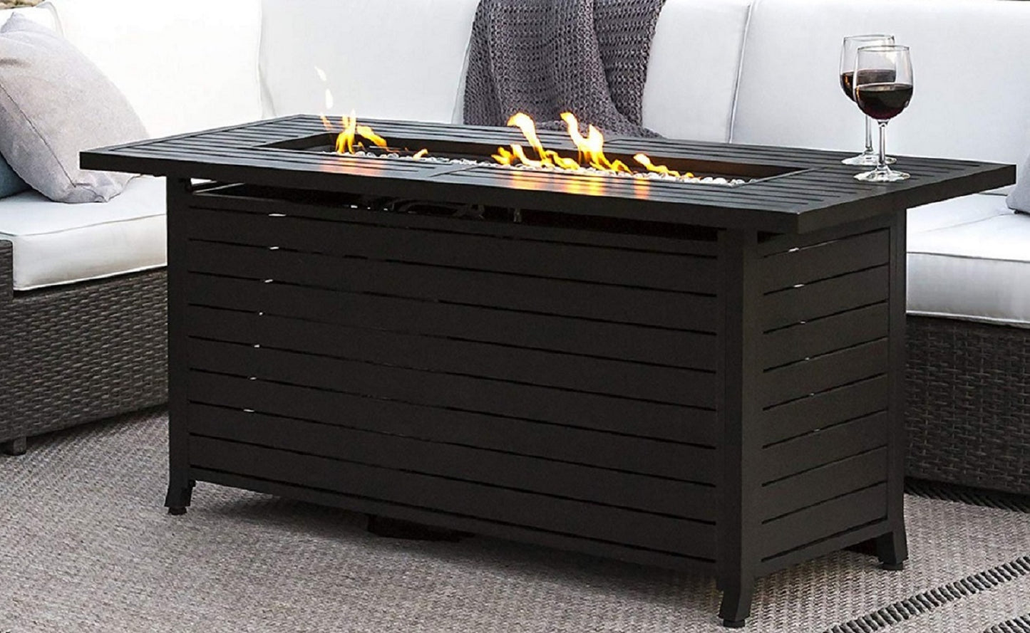 Eleanor Black Rectangular Propane Fire Pit Table