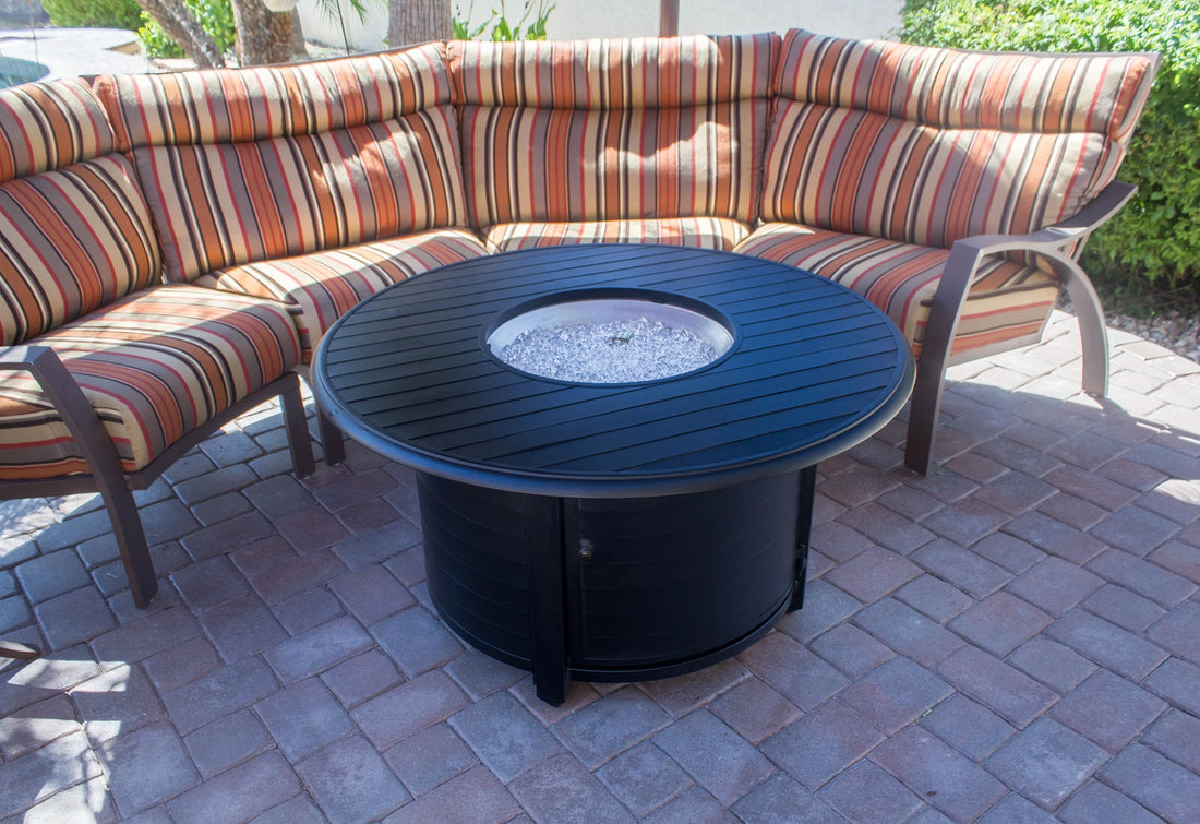 Round Slatted Extruded Aluminum Fire Pit in Black