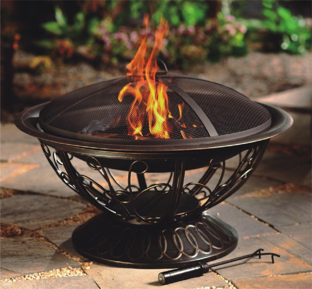 Outdoor Wood Burning Fire Pit With Scroll Design