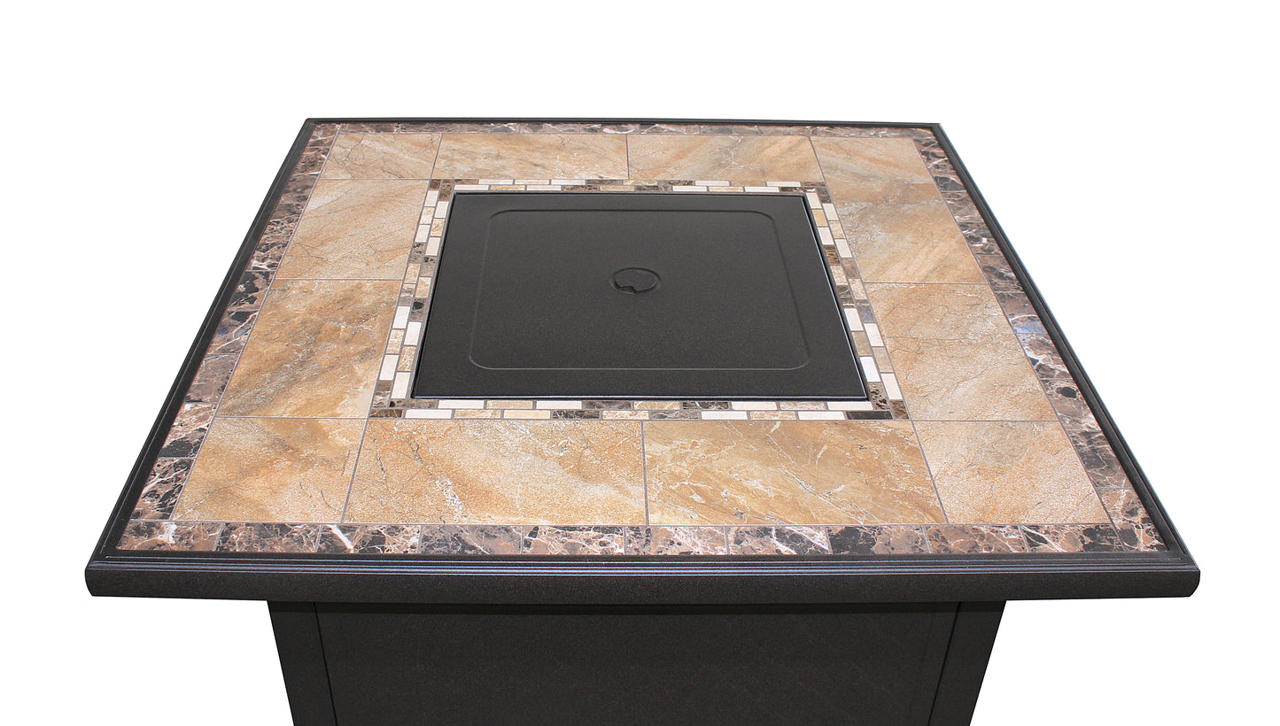 Square Marble Tile Top Fire Pit