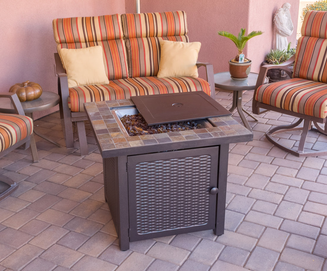 Square Slate Tile Top Fire Pit