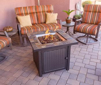 Square Slate Tile Top Fire Pit