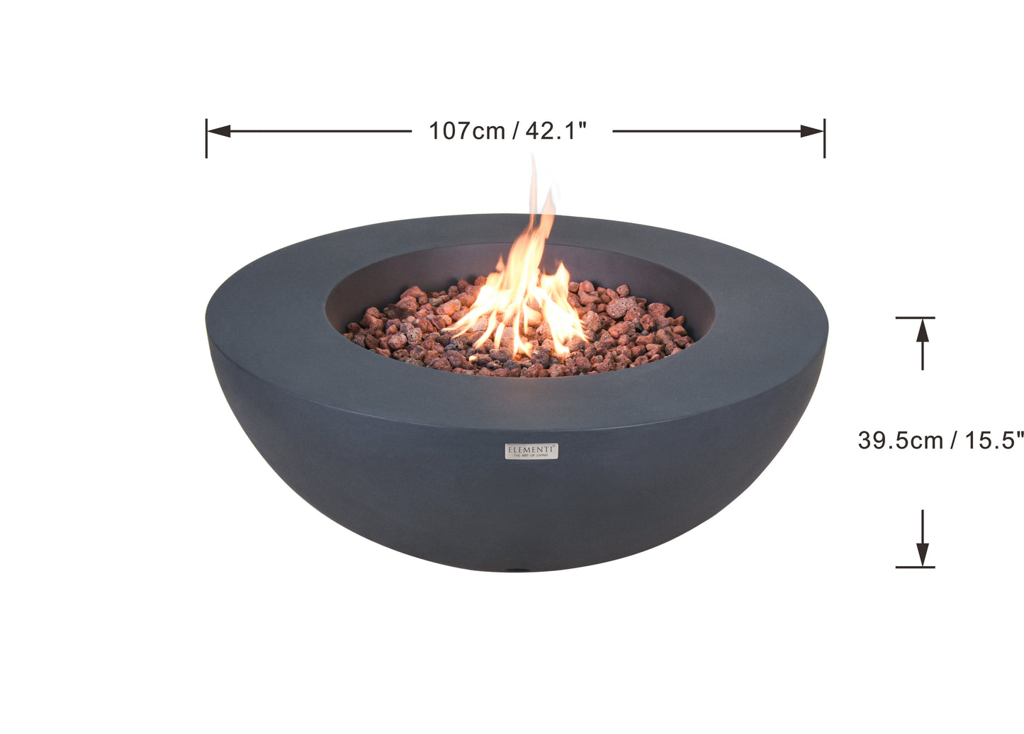 Lunar Bowl Concrete Round Fire Pit Table - Dark Gray