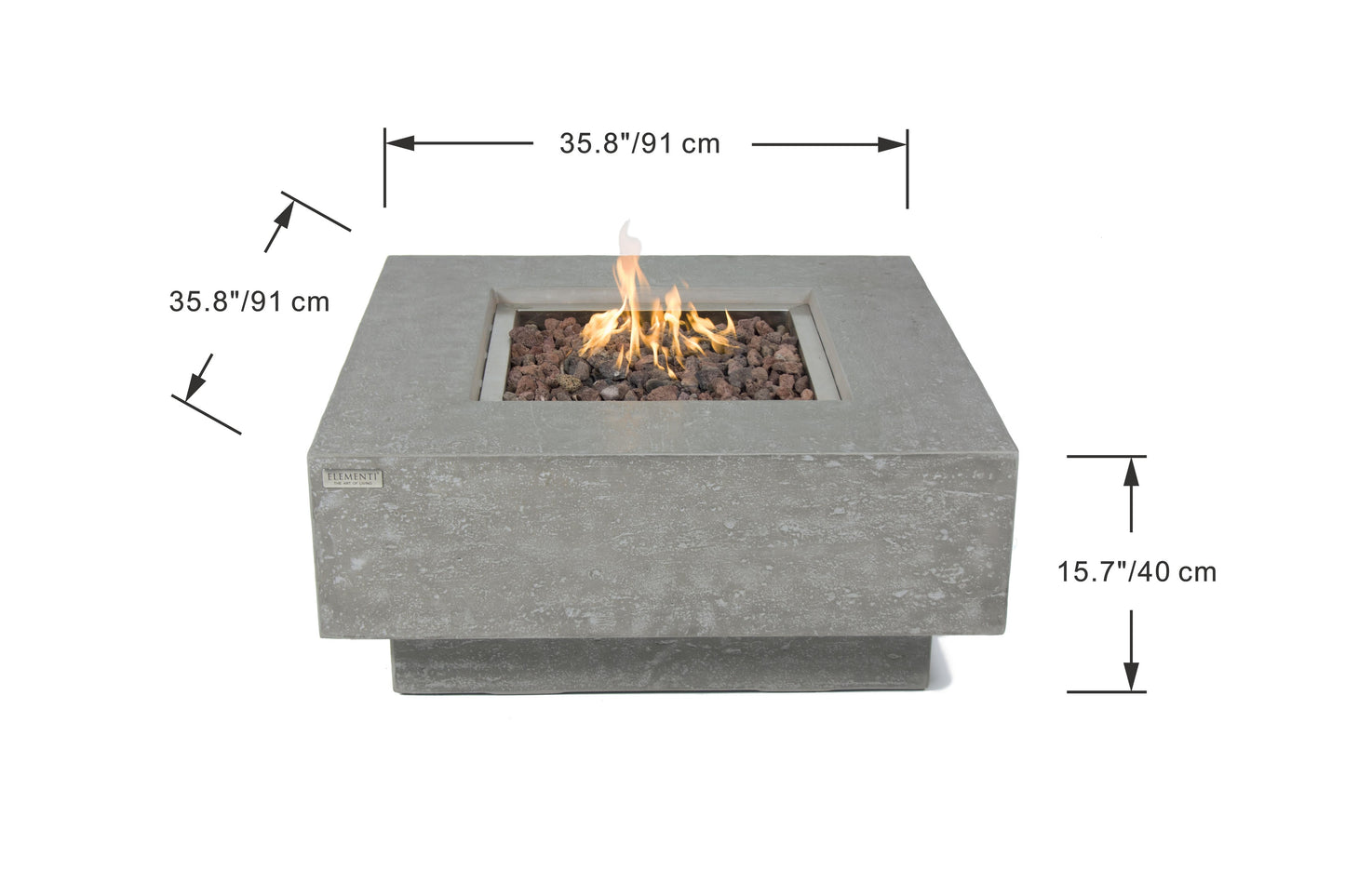 Manhattan Concrete Square Firepit Table - Light Gray