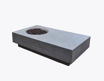 Metropolis Natural Limestone Rectangle Concrete Firepit Table - Light Gray