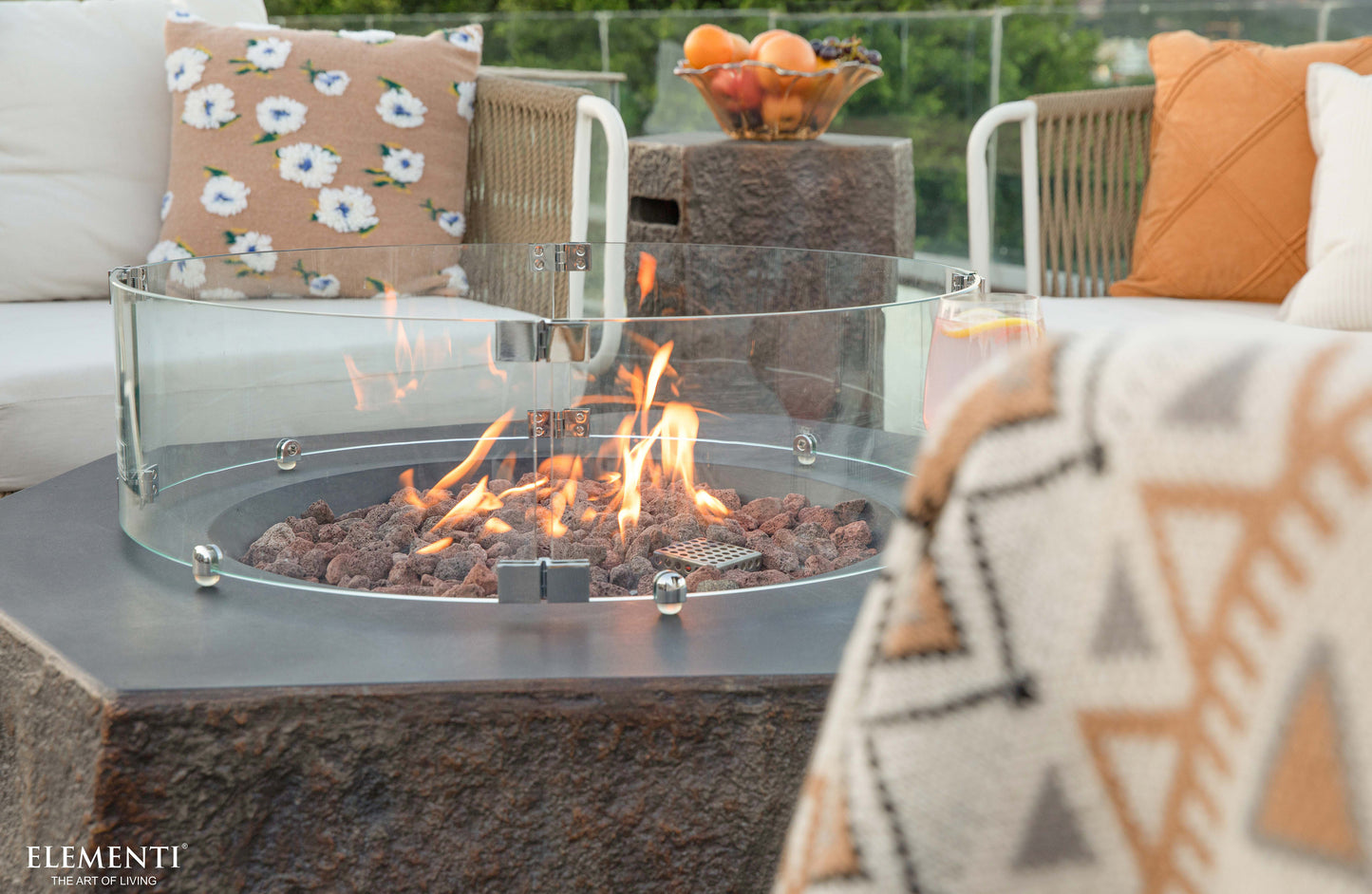 Columbia Natural Hard Rock Concrete Fire Pit Table