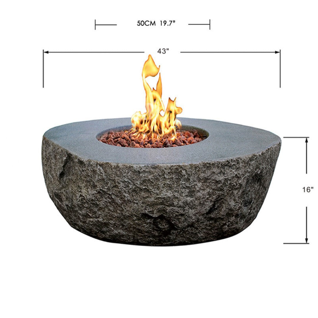 Boulder Natural Hard Rock Concrete Fire Pit Table