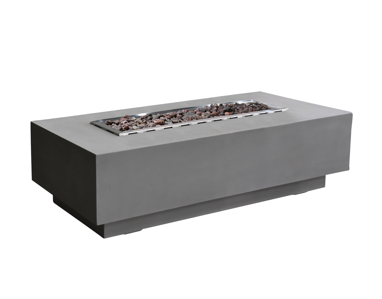 Granville Modern Smooth Concrete Rectangle Fire Pit Table - Light Gray