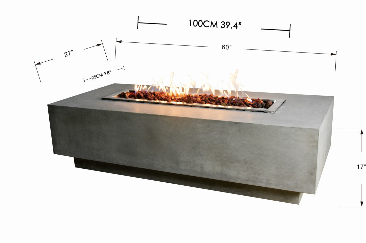 Gloria Rectable Concrete Propane or Natural Gas Fire Pit - We Sell Fire Pits -6