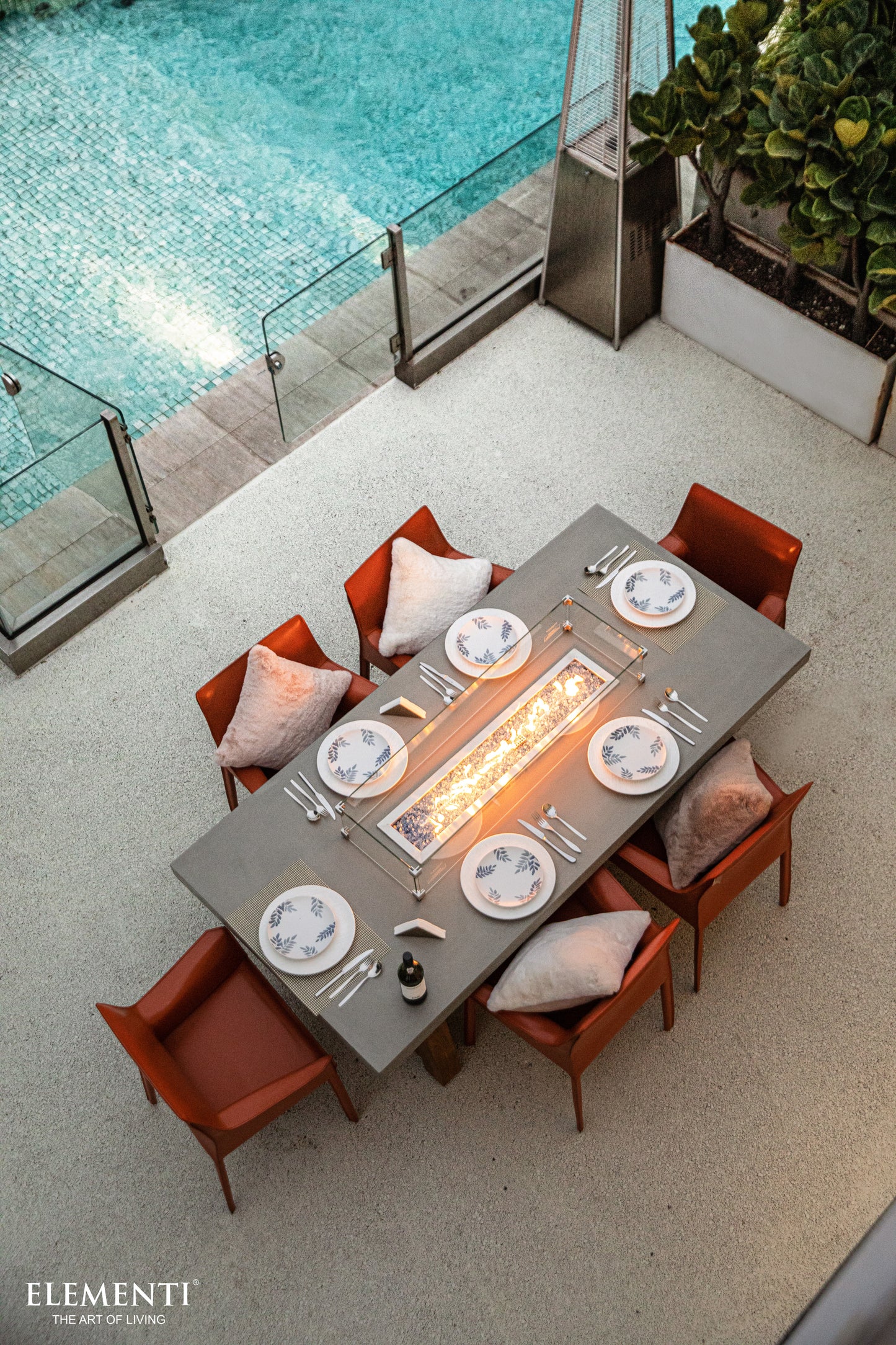 Sonoma 6 Seater Dining Table Concrete Fire Pit