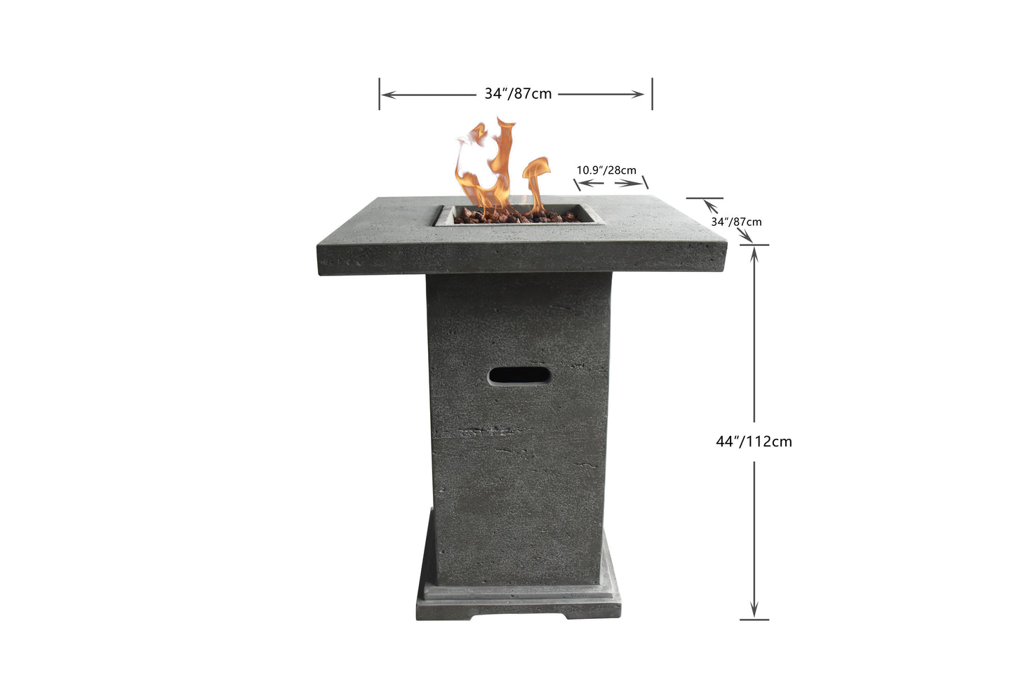 Montreal Bar Height Concrete Propane Fire Pit Table - Light Gray