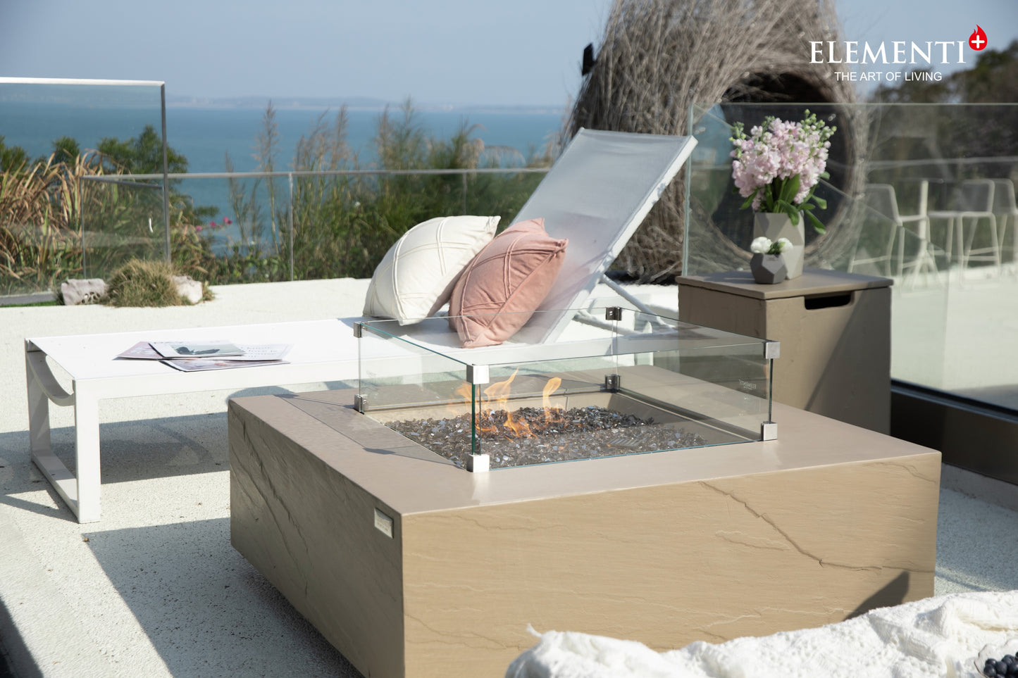 Uluru Natural Sandstone Concrete Square Fire Pit Table