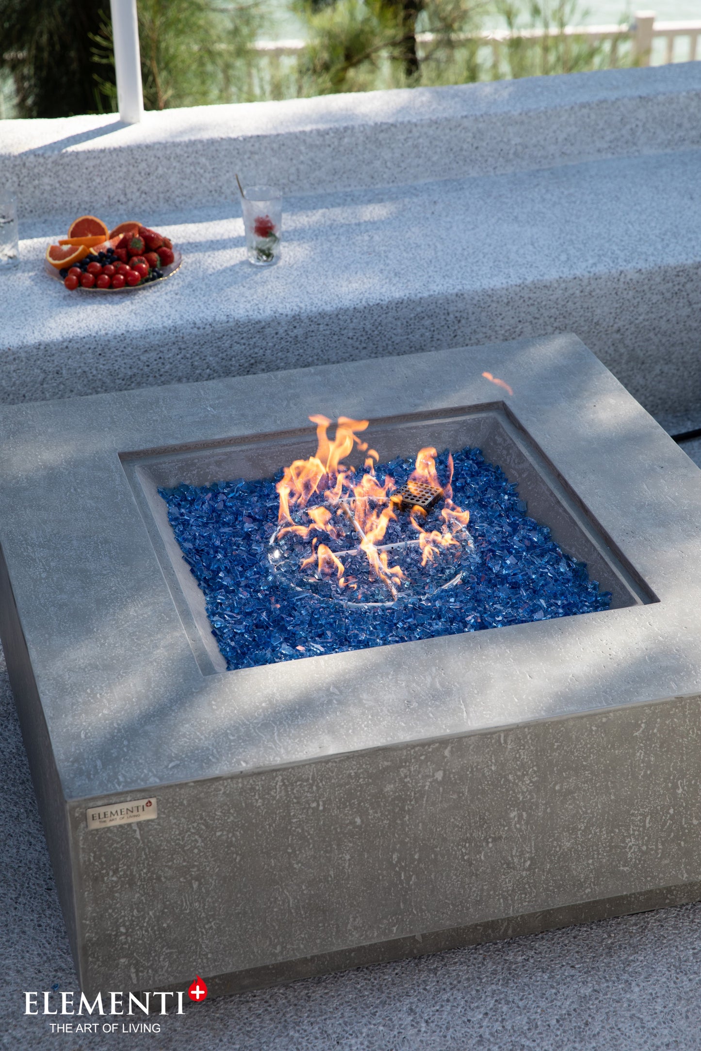 Victoria Natural Limestone Concrete Square Fire Pit Table