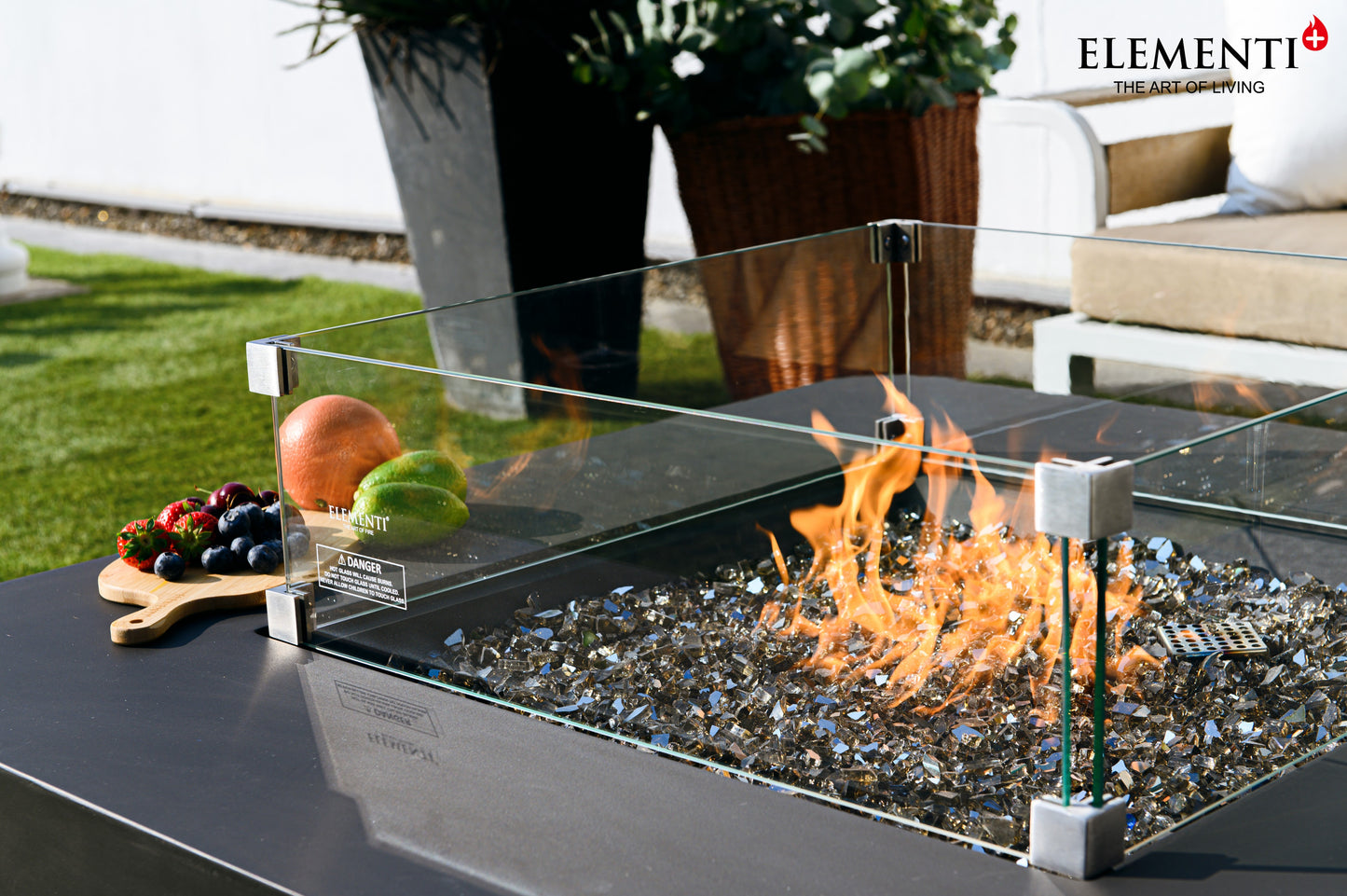 Bergamo Modern Smooth Concrete Square Fire Pit Table