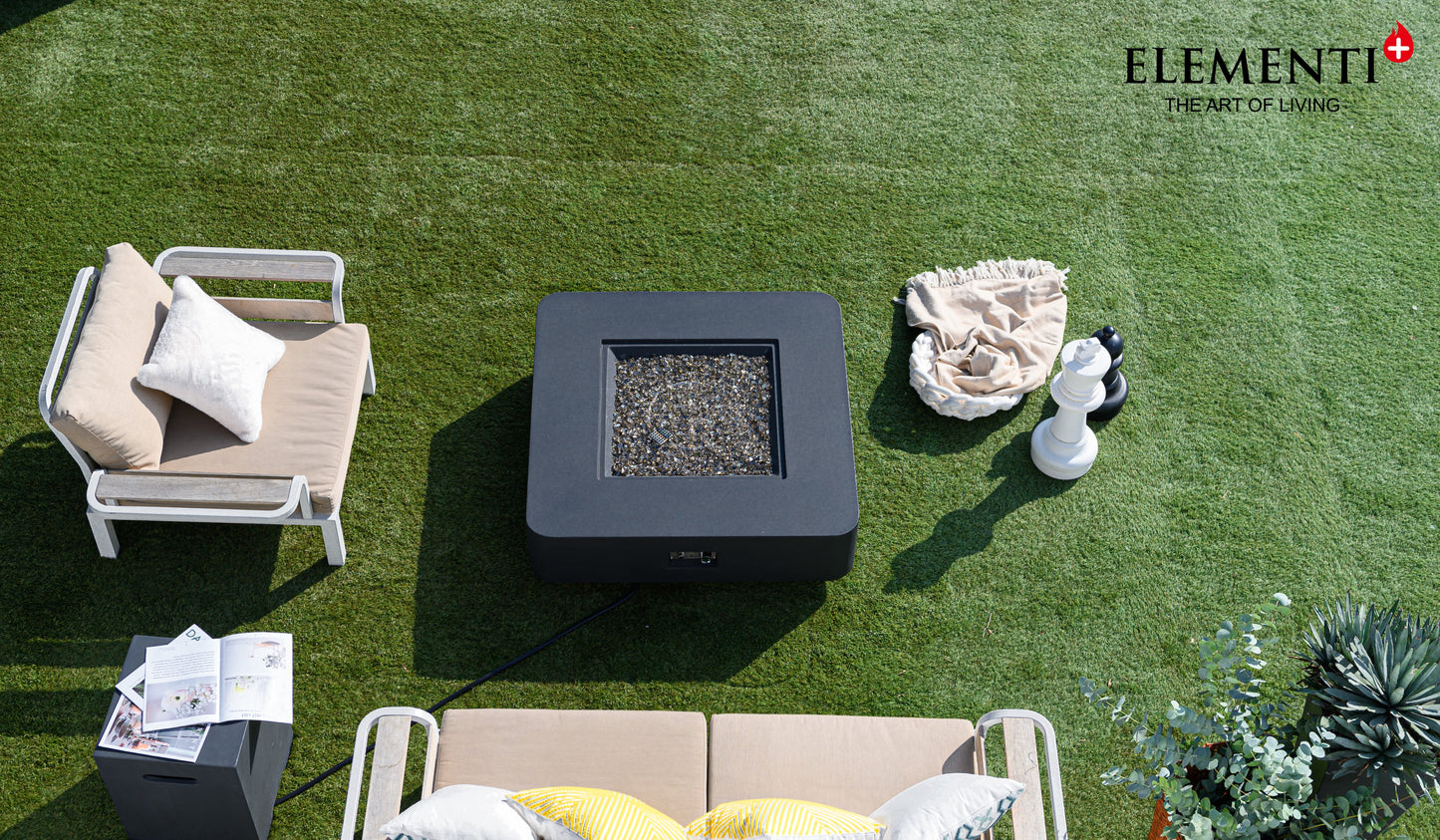 Bergamo Modern Smooth Concrete Square Fire Pit Table