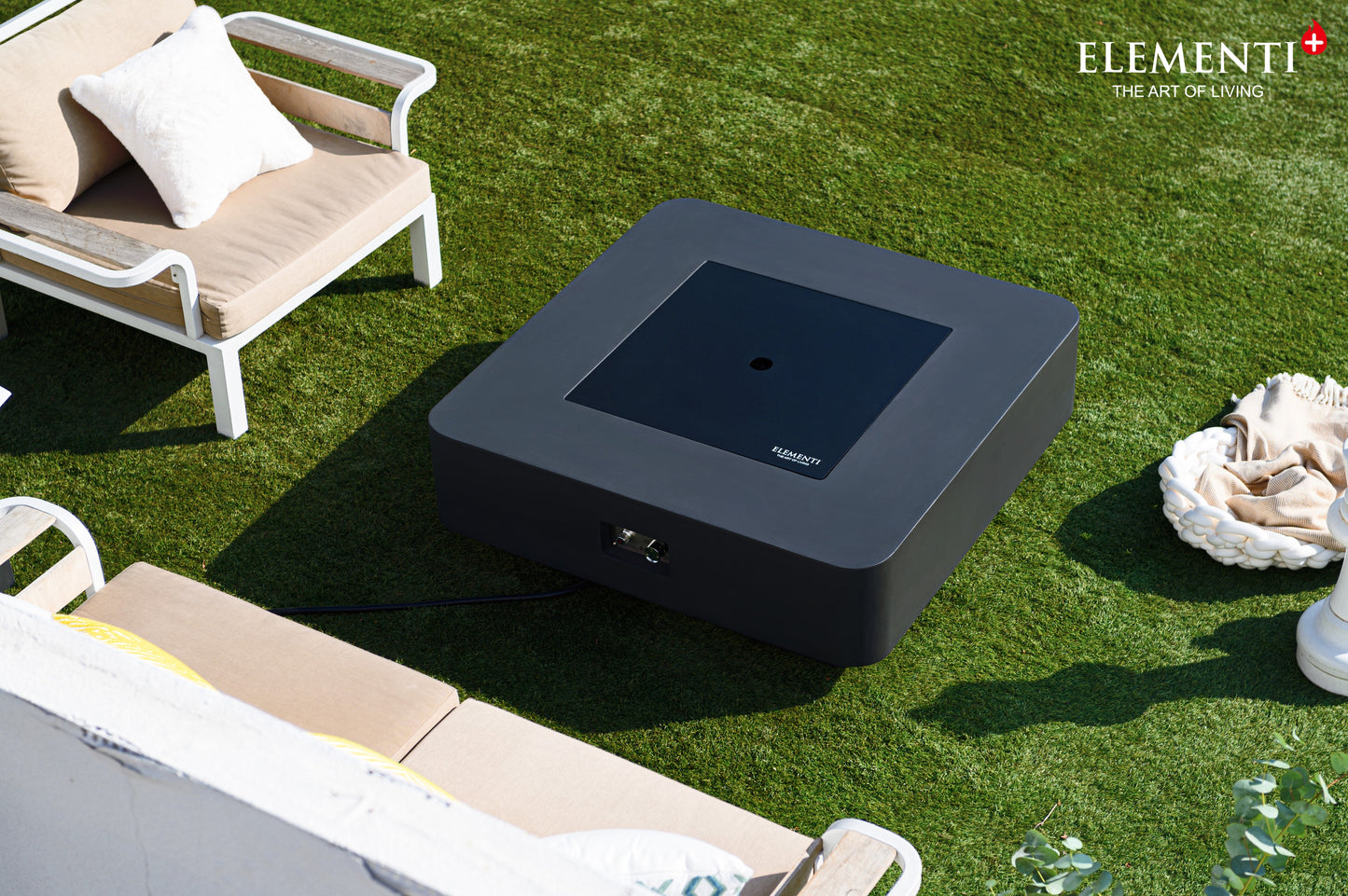 Bergamo Modern Smooth Concrete Square Fire Pit Table