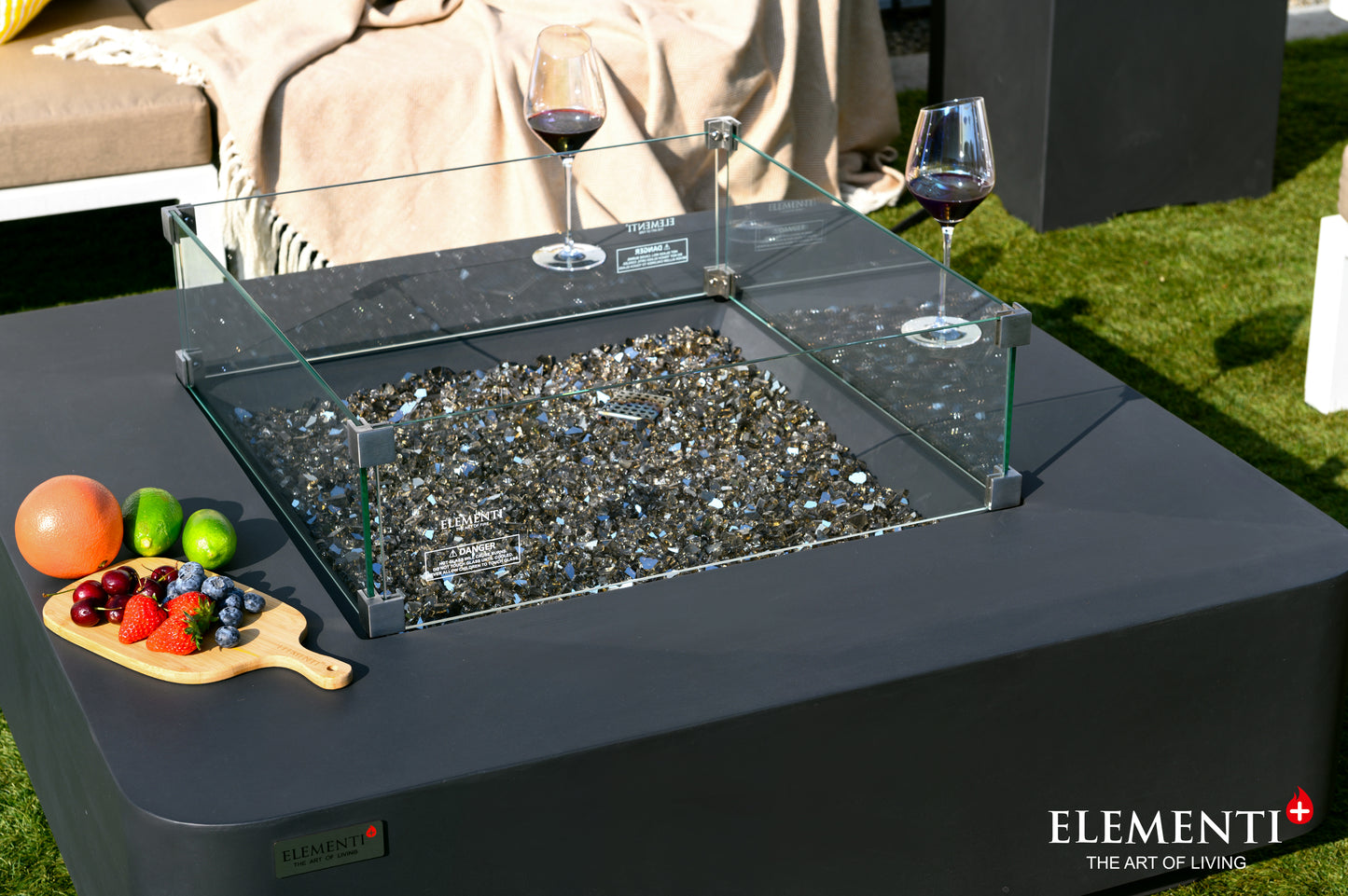 Bergamo Modern Smooth Concrete Square Fire Pit Table