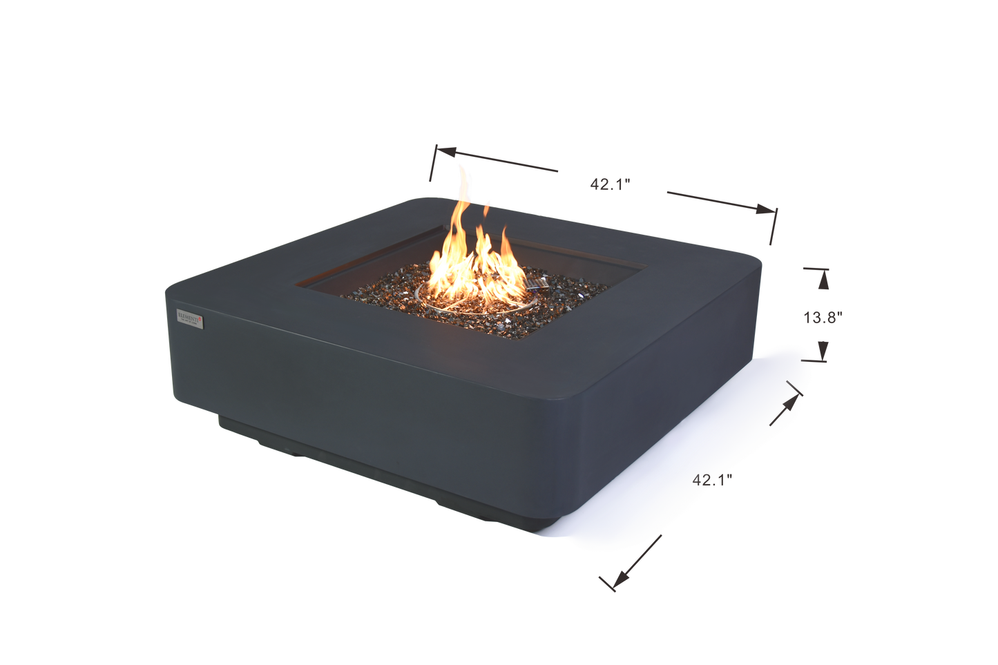 Bergamo Modern Smooth Concrete Square Fire Pit Table