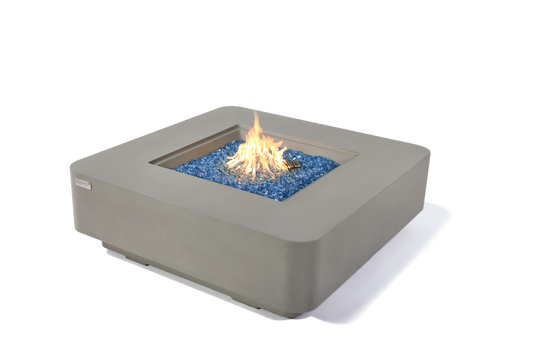 Lucerne Modern Smooth Concrete Square Fire Pit Table