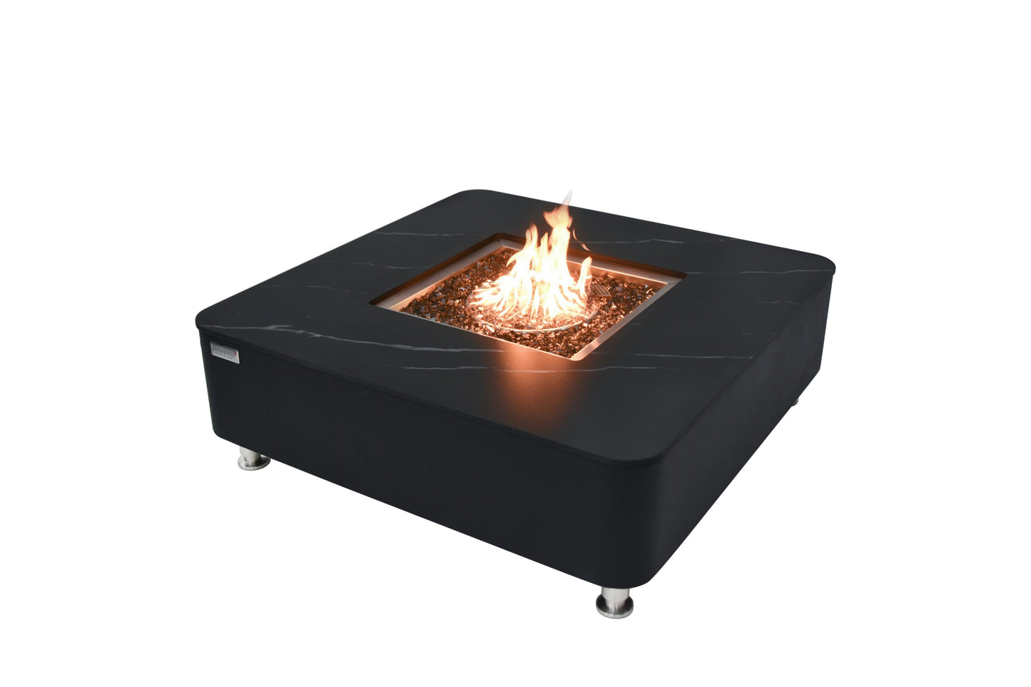 Copenhagen Modern Marble and Concrete Square Fire Pit Table