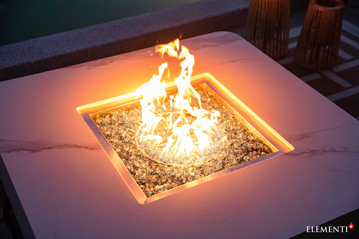 Annecy Modern Marble and Concrete Square Fire Pit Table