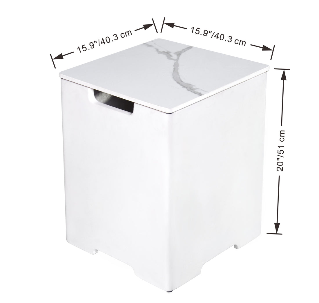 Modern Marble and Concrete Propane Tank Cover - Bianco White