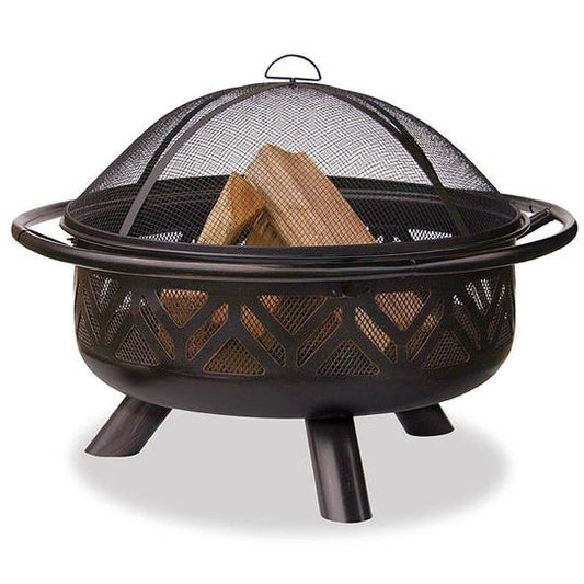 Uniflame Oil Rubbed Bronze Fire Pit with Geometric Design